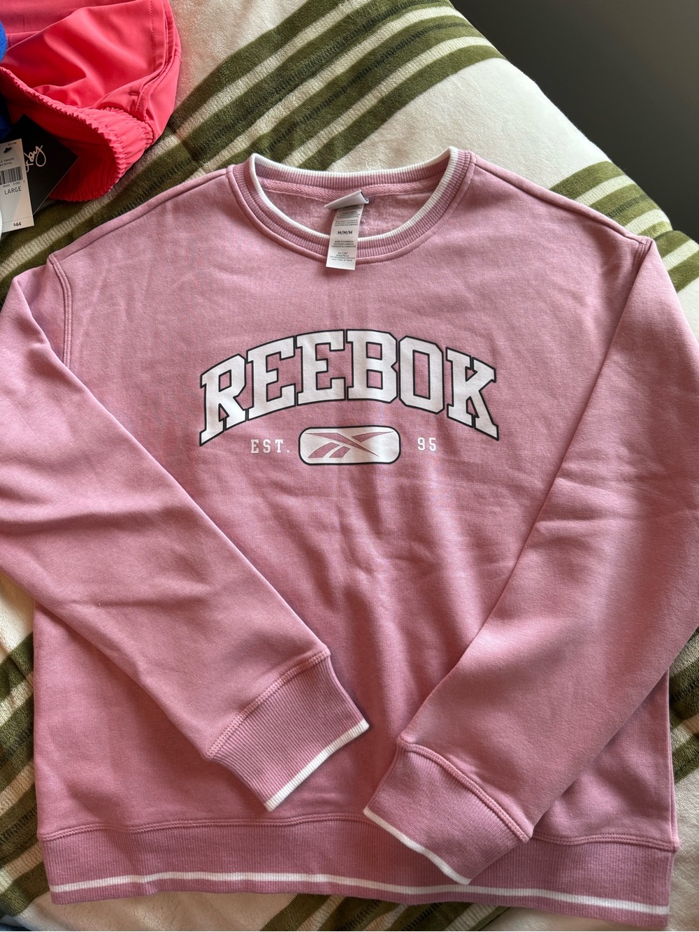 Reebok Pink Crewneck Sweatshirt with White Logo